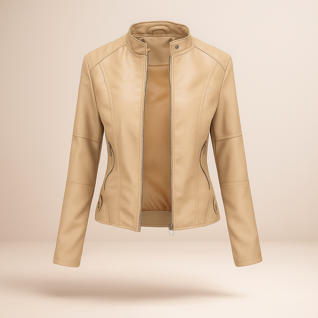 Veste Slim Fit Femme – Col Mao – Fermeture Éclair – Longueur Hanche