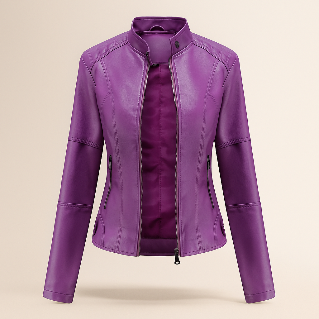 Veste Slim Fit Femme – Col Mao – Fermeture Éclair – Longueur Hanche