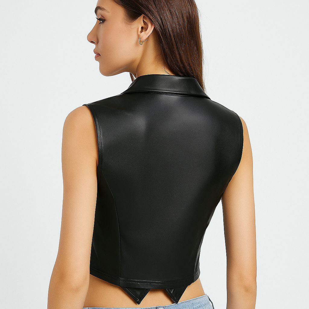 Veste élégante en simili cuir ajustée pour femmes
