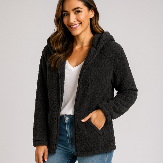 Veste en Polaire avec Capuche - Fermeture Éclair - Gilet en Polaire Confort