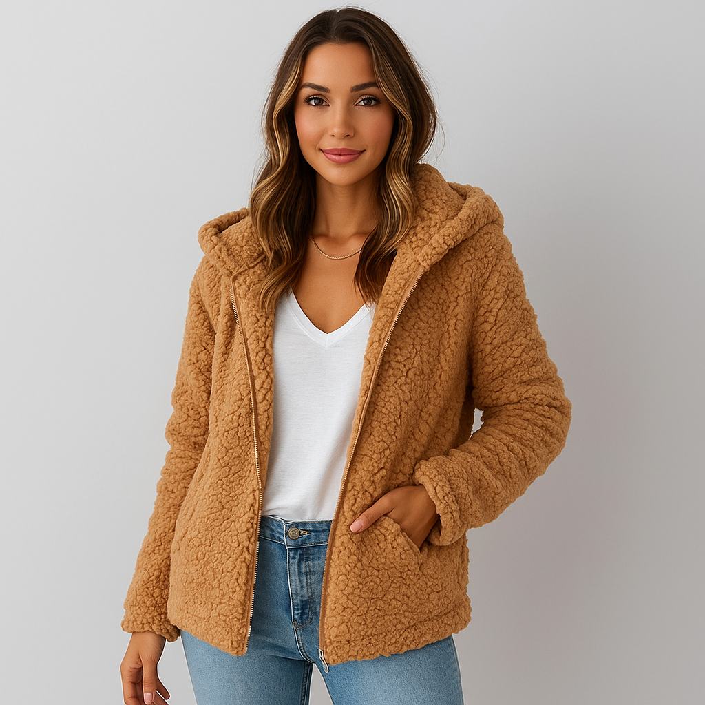 Veste en Polaire avec Capuche - Fermeture Éclair - Gilet en Polaire Confort