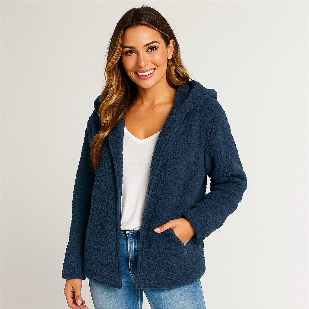 Veste en Polaire avec Capuche - Fermeture Éclair - Gilet en Polaire Confort