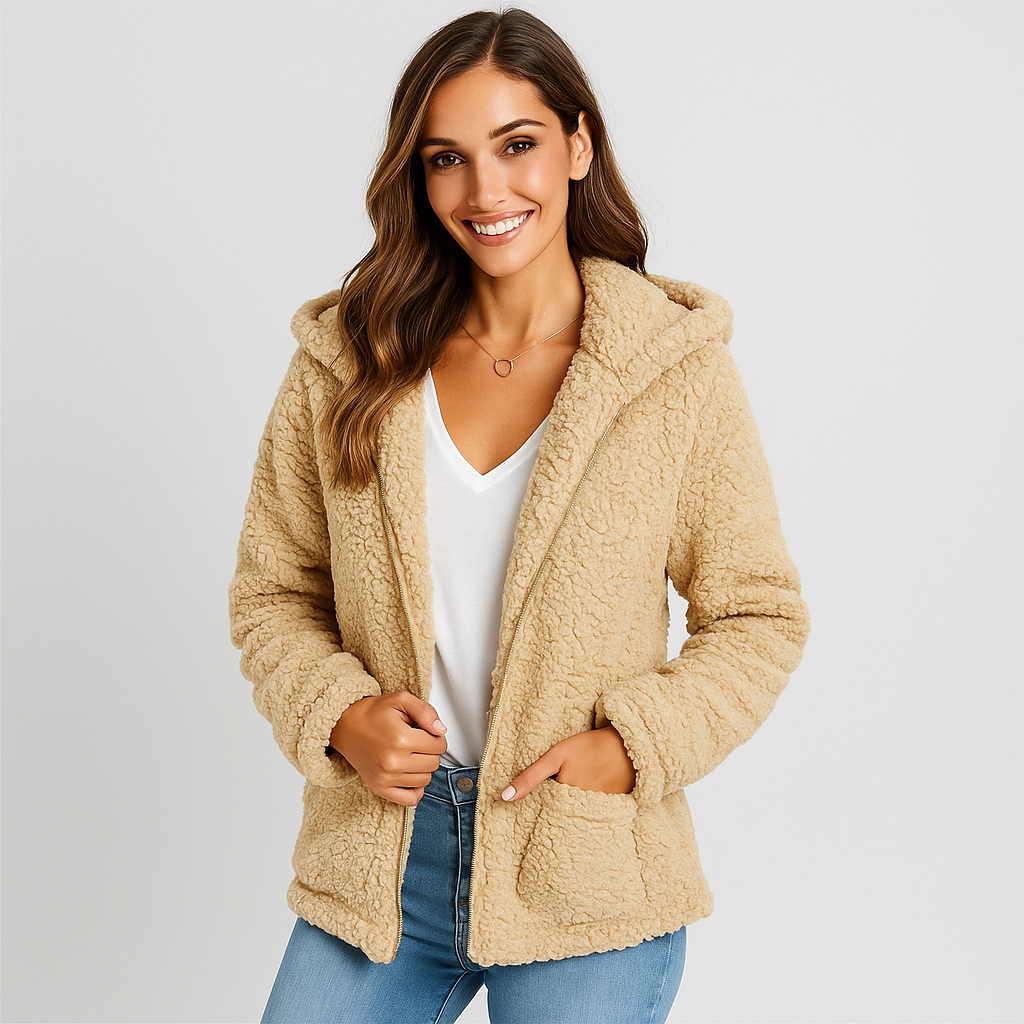 Veste en Polaire avec Capuche - Fermeture Éclair - Gilet en Polaire Confort