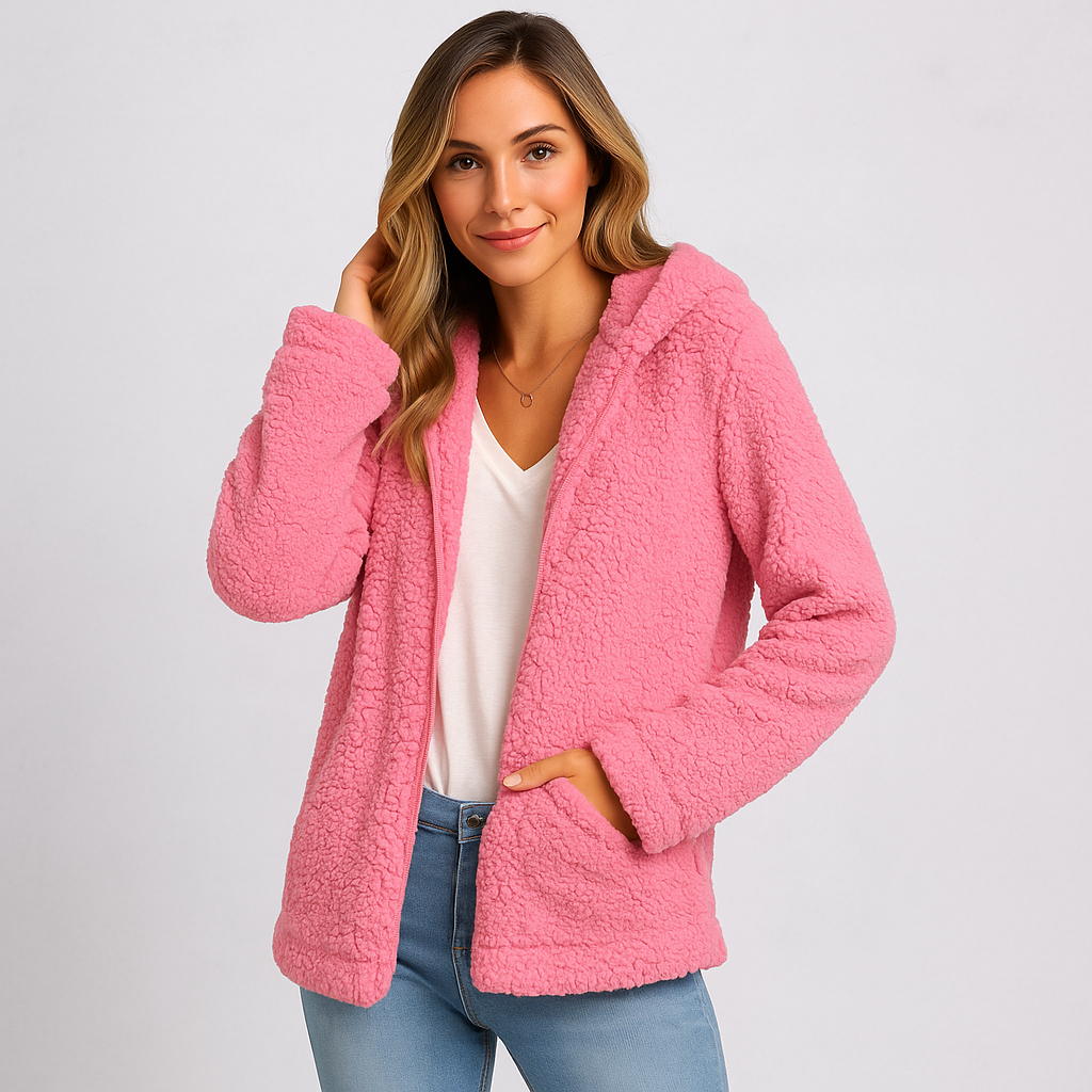 Veste en Polaire avec Capuche - Fermeture Éclair - Gilet en Polaire Confort