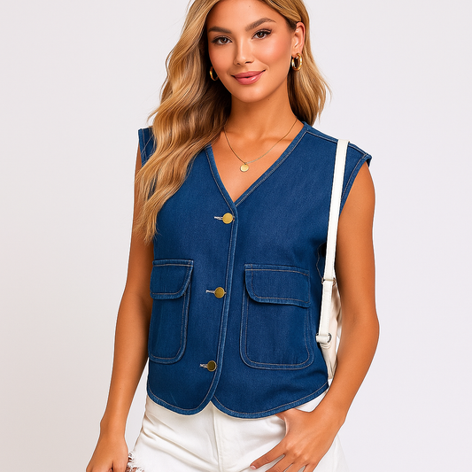 Veste en Jean à Col V - Élégante - Confortable - Polyvalente
