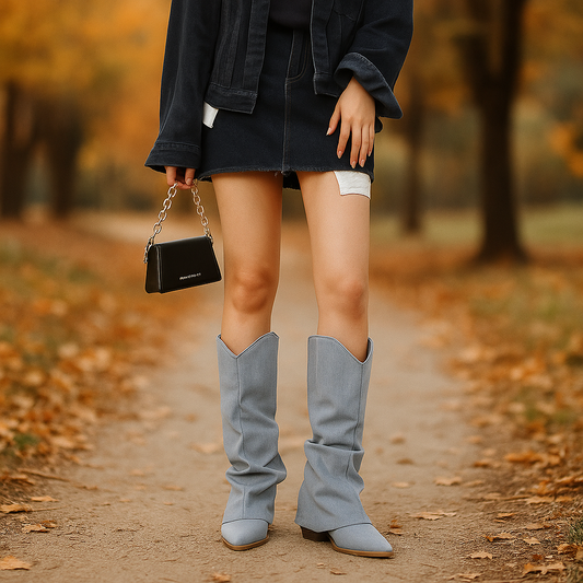 Bottes Cowboy Femme en Denim Montant