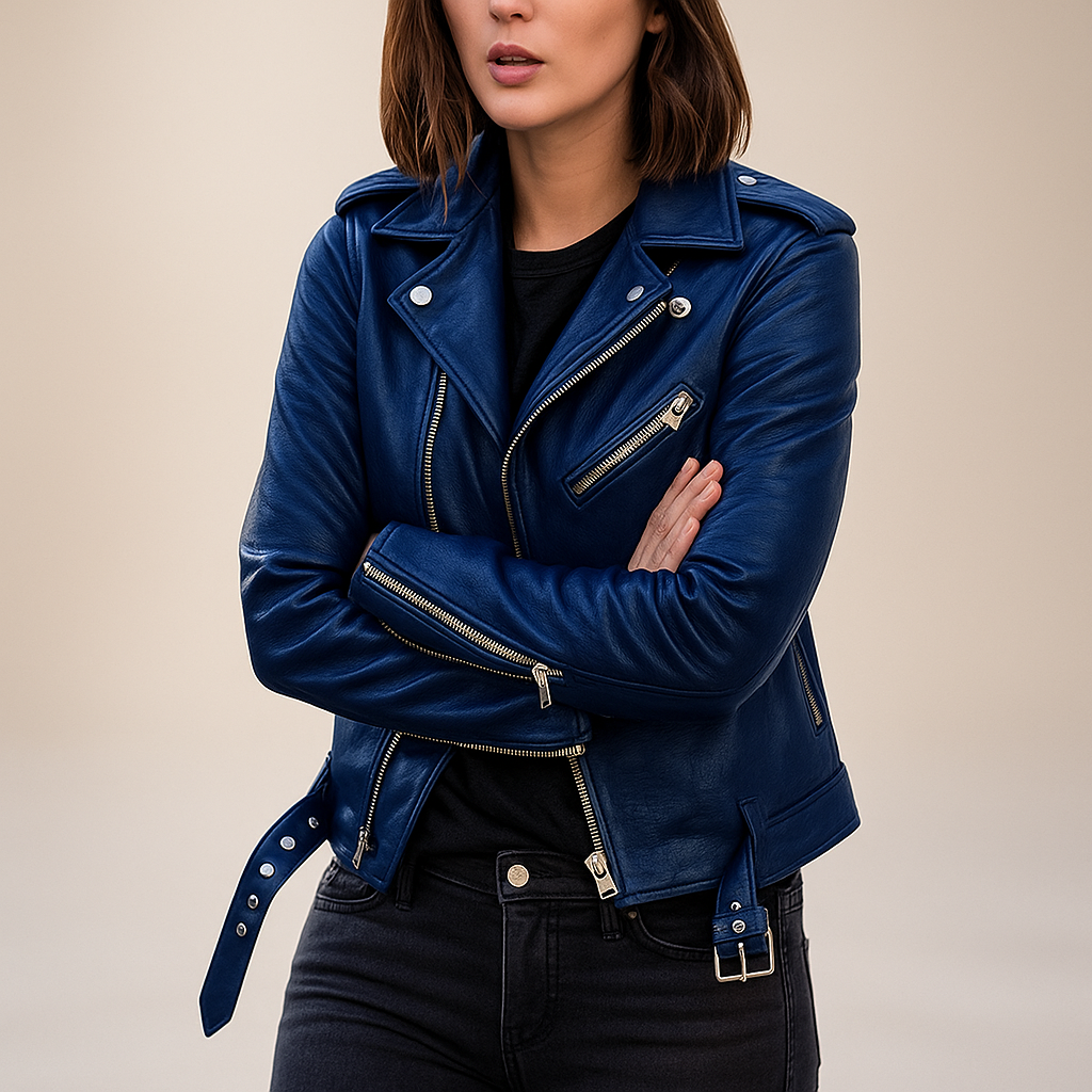 Veste en Cuir Vintage pour Femmes - Fermeture Éclair - Élégante & Durable