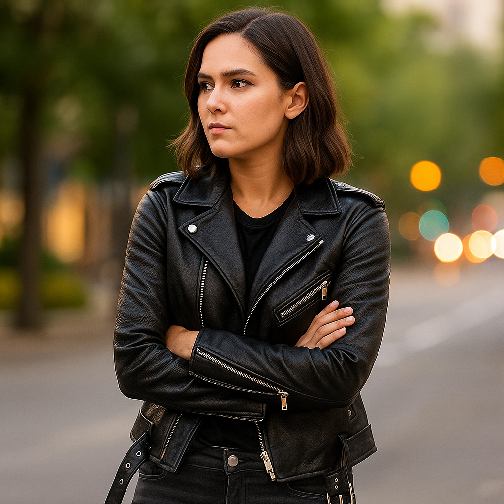 Veste en Cuir Vintage pour Femmes - Fermeture Éclair - Élégante & Durable