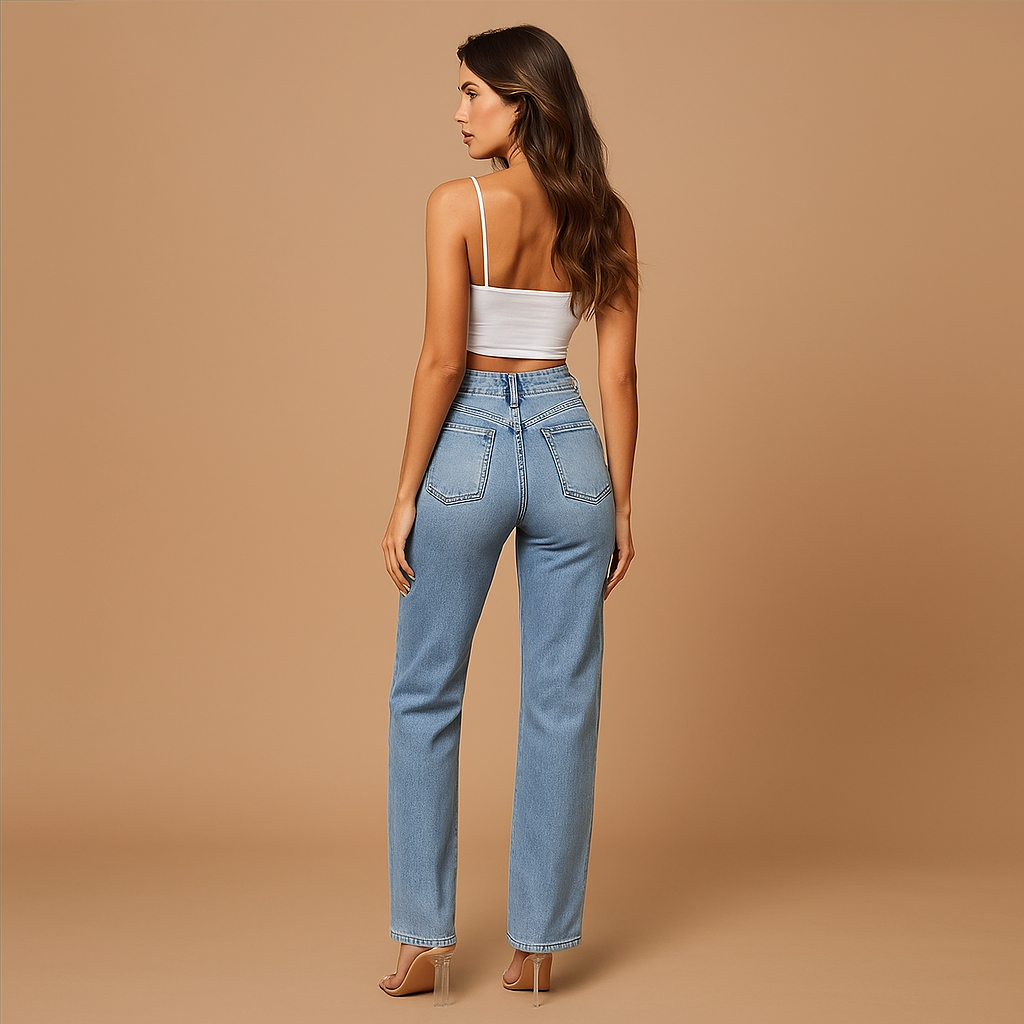 Jeans Wide-Leg pour Femmes - Taille Haute - Coupe Décontractée - Design à Cinq Poches
