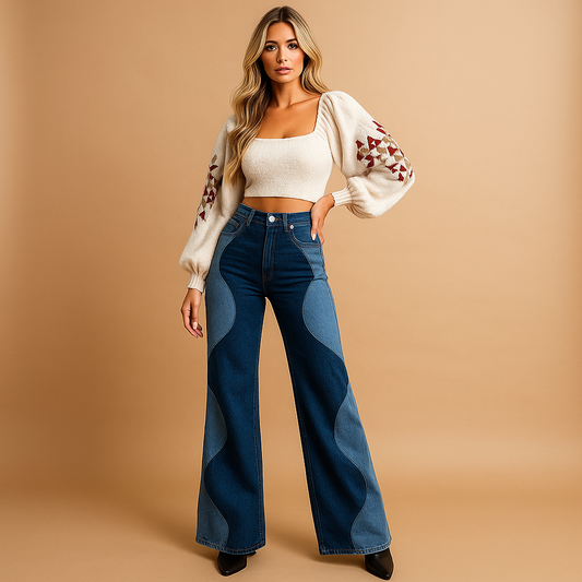 Pantalons pour Femme - Flare Chic - Rétro Élégant