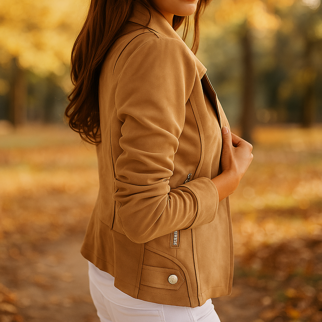 Veste en Cuir Slim pour Femmes - Fermeture Éclair & Boutons - Confort Élégant