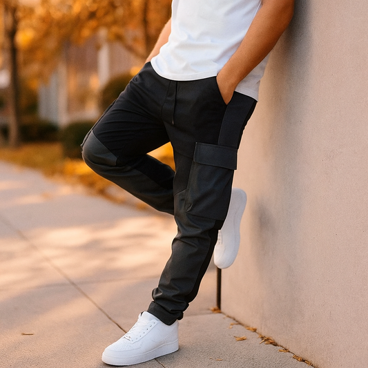 Pantalons Cargo Homme – Coupe Lâche – Jambes Effilées – Patchwork Utilitaire