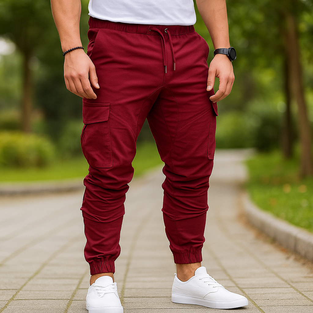 Pantalons Cargo pour Homme - Taille Élastique - Coupe Tapered - Plusieurs Poches
