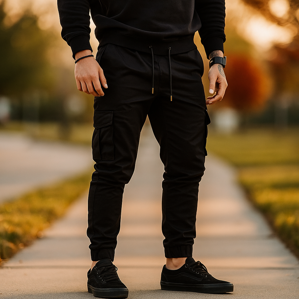 Pantalons Cargo pour Homme - Taille Élastique - Coupe Tapered - Plusieurs Poches