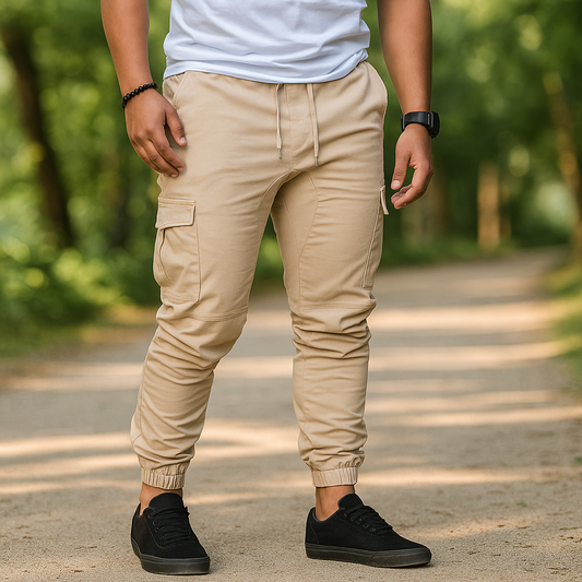 Pantalons Cargo pour Homme - Taille Élastique - Coupe Tapered - Plusieurs Poches