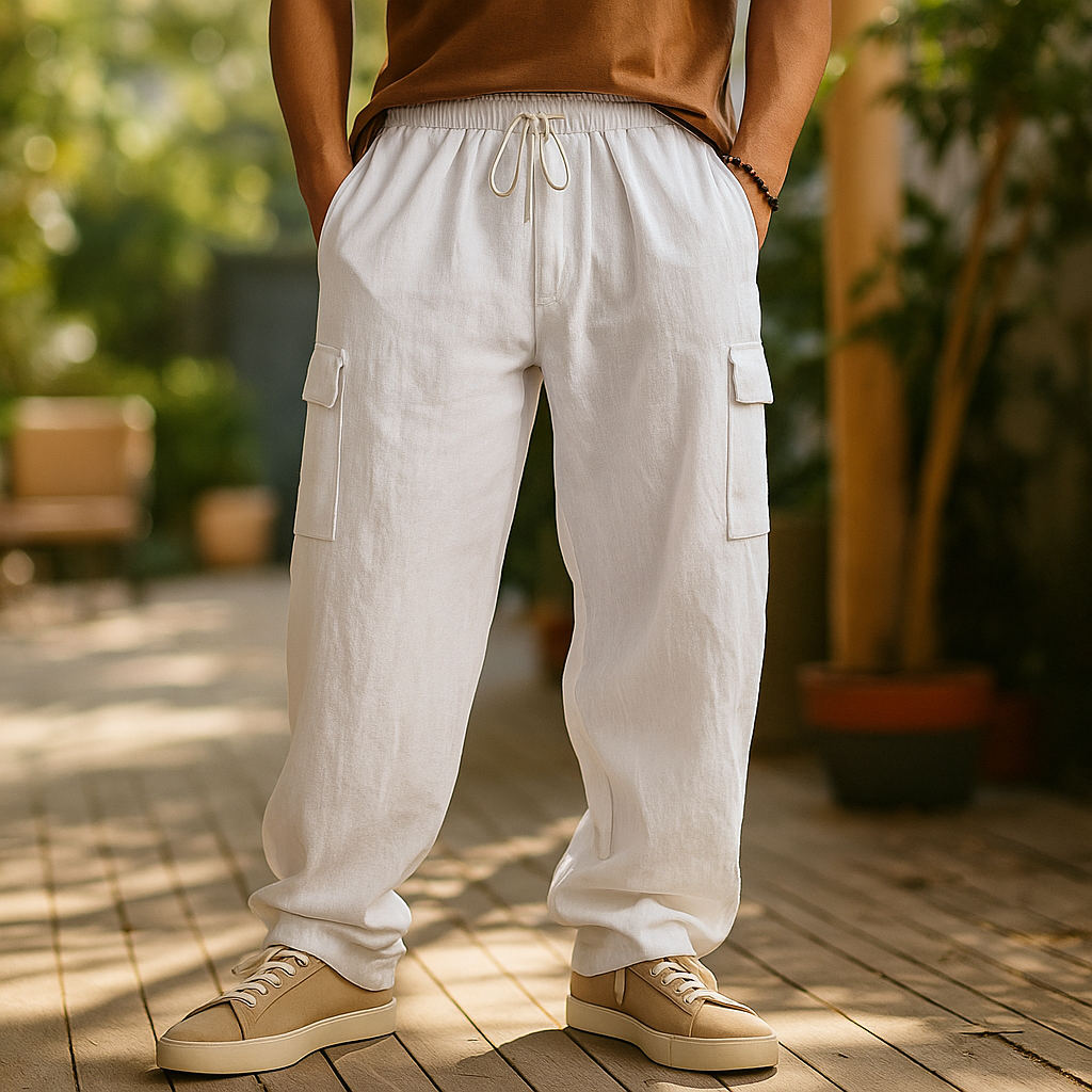 Pantalons cargo pour hommes - Taille élastique - Plusieurs poches - Stilla