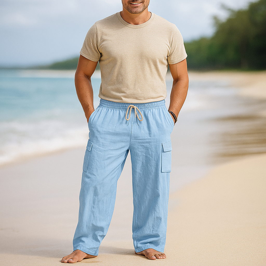 Pantalons cargo pour hommes - Taille élastique - Plusieurs poches - Stilla