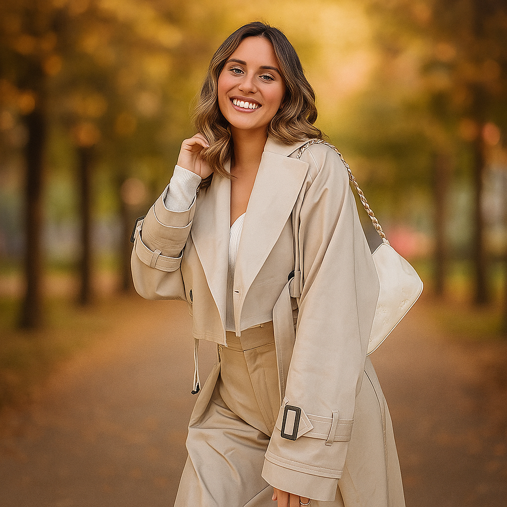 Manteau Court pour Femmes - Silhouette Boxy - Double Boutonnage - Manches à Ceinture