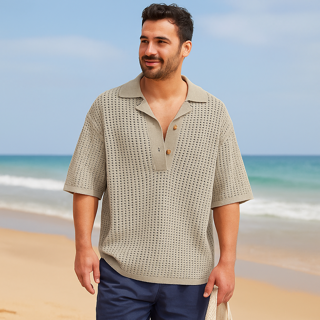 Pull en Tricot pour Homme – Coupe Oversize – Tricot Aéré – Manches Courtes