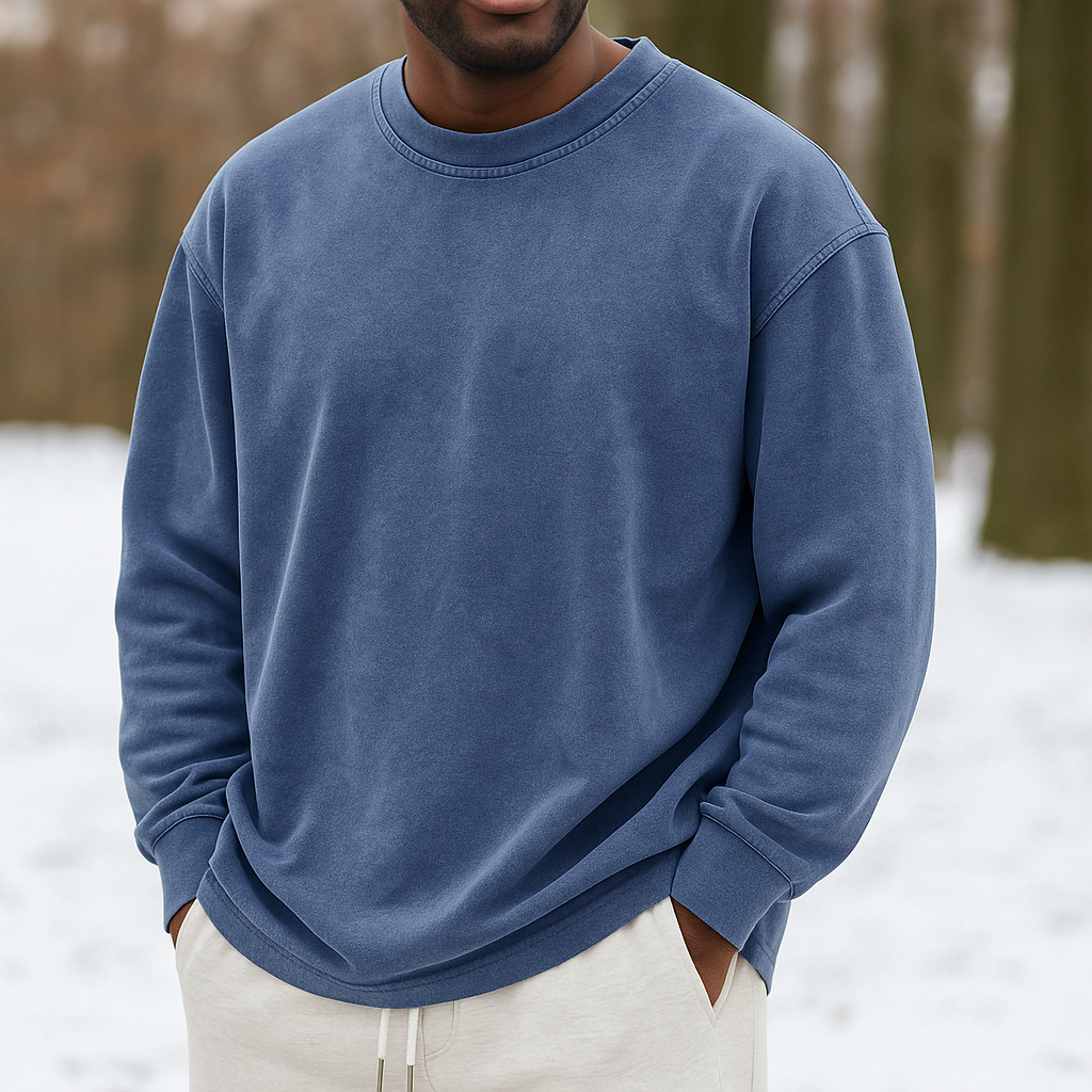 Pull Crewneck Homme – Coton Doux – Coupe Légère – Manches Longues