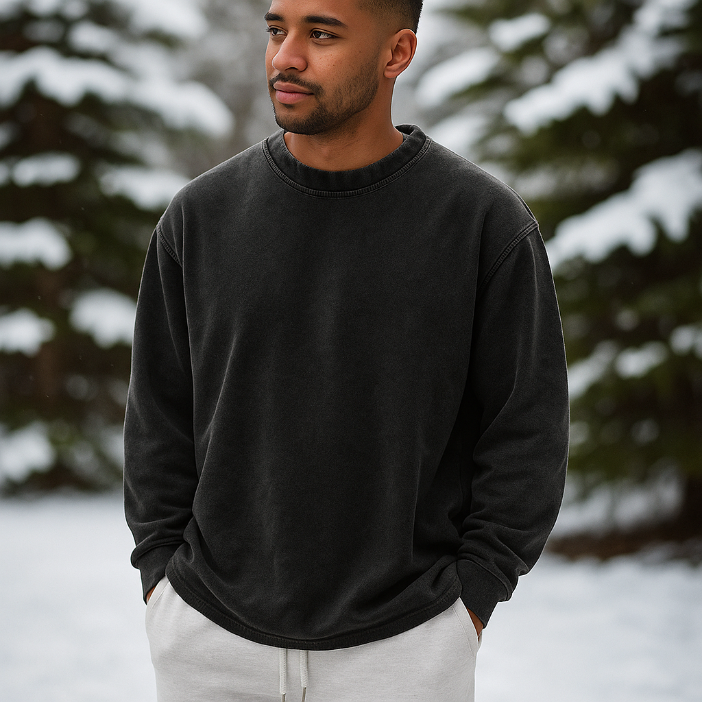 Pull Crewneck Homme – Coton Doux – Coupe Légère – Manches Longues