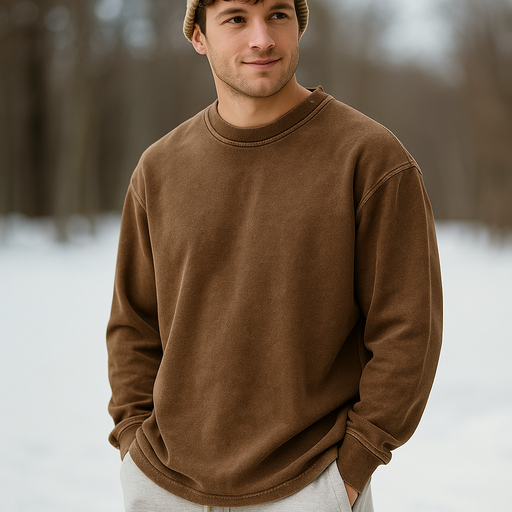 Pull Crewneck Homme – Coton Doux – Coupe Légère – Manches Longues