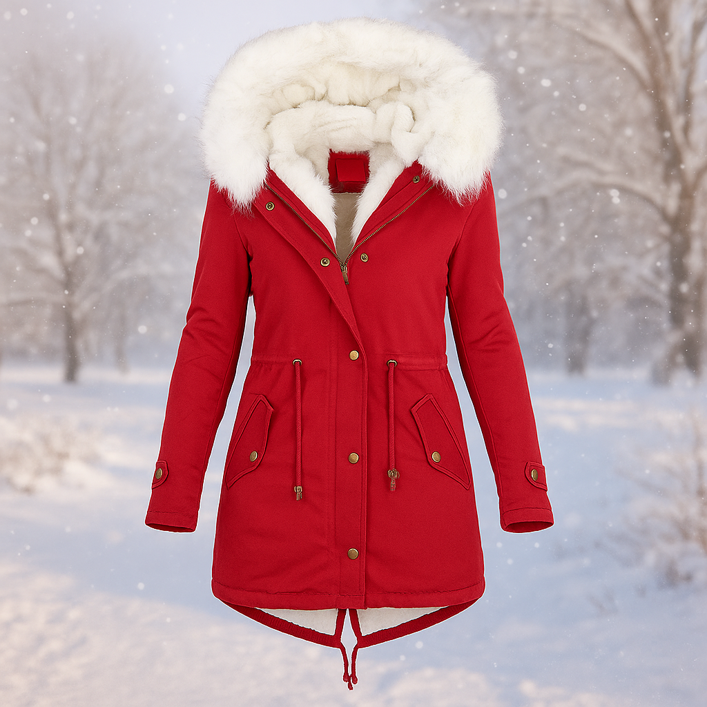 Veste d'hiver Stilla Élégante - Capuche - Détail de bouton - Chaude & Stylée