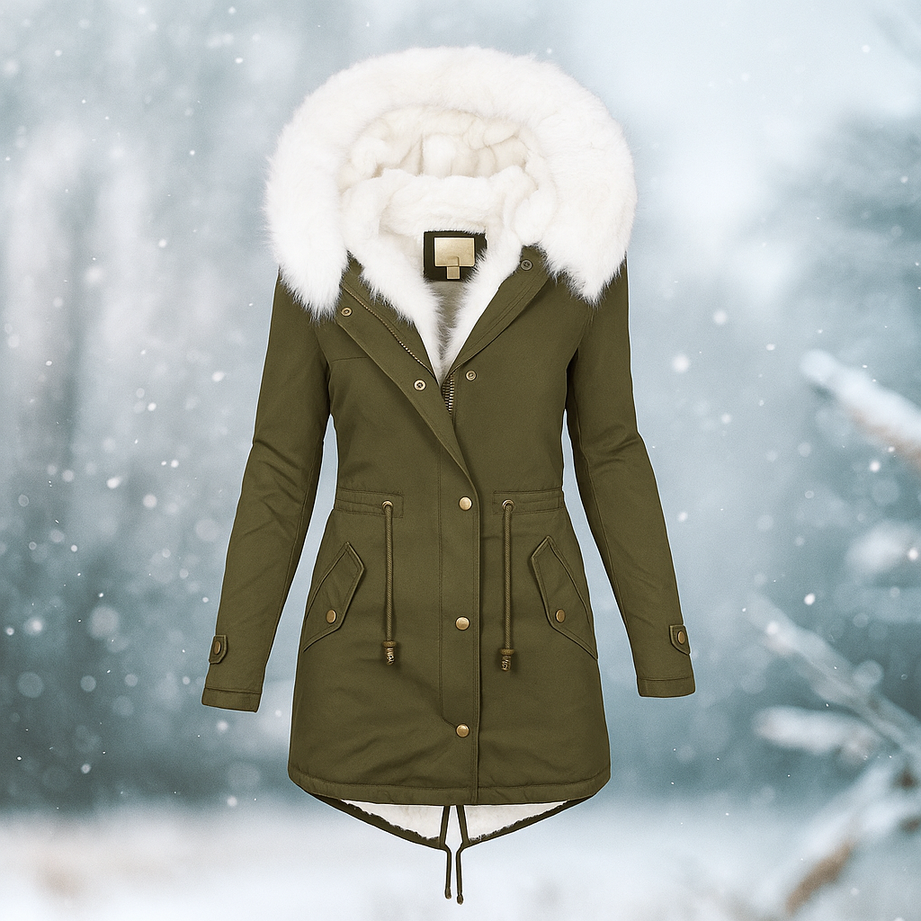 Veste d'hiver Stilla Élégante - Capuche - Détail de bouton - Chaude & Stylée