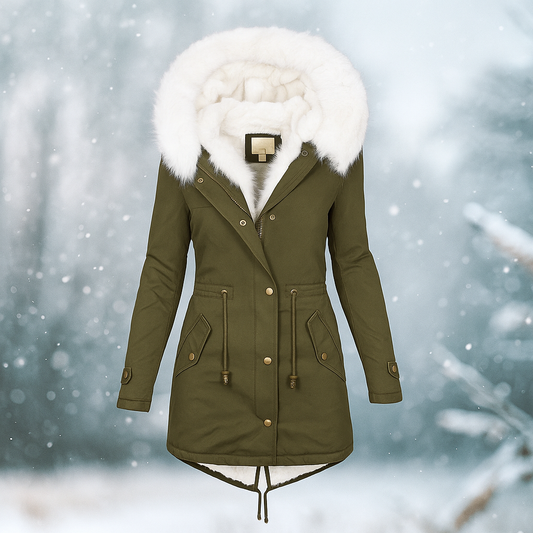 Veste d'hiver Stilla Élégante - Capuche - Détail de bouton - Chaude & Stylée