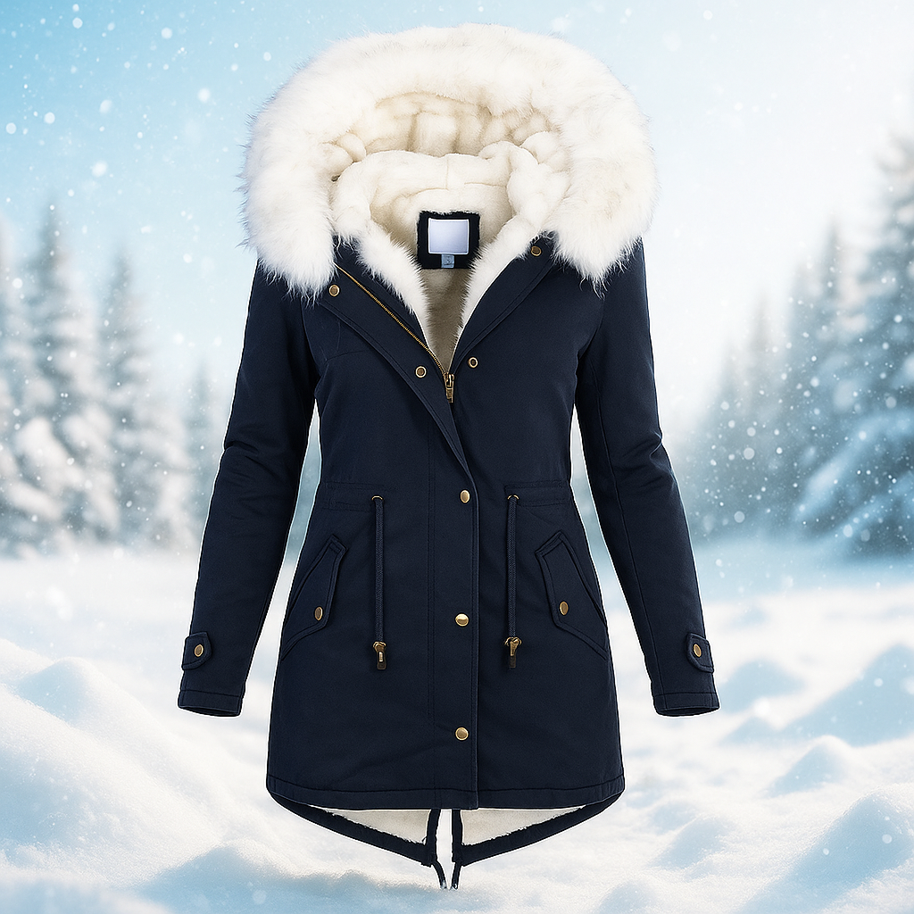 Veste d'hiver Stilla Élégante - Capuche - Détail de bouton - Chaude & Stylée