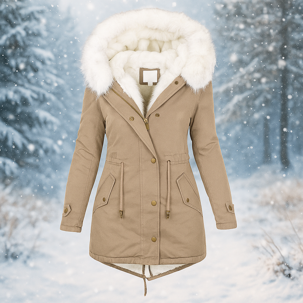 Veste d'hiver Stilla Élégante - Capuche - Détail de bouton - Chaude & Stylée