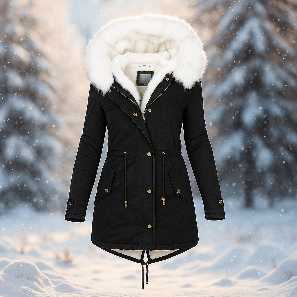 Veste d'hiver Stilla Élégante - Capuche - Détail de bouton - Chaude & Stylée