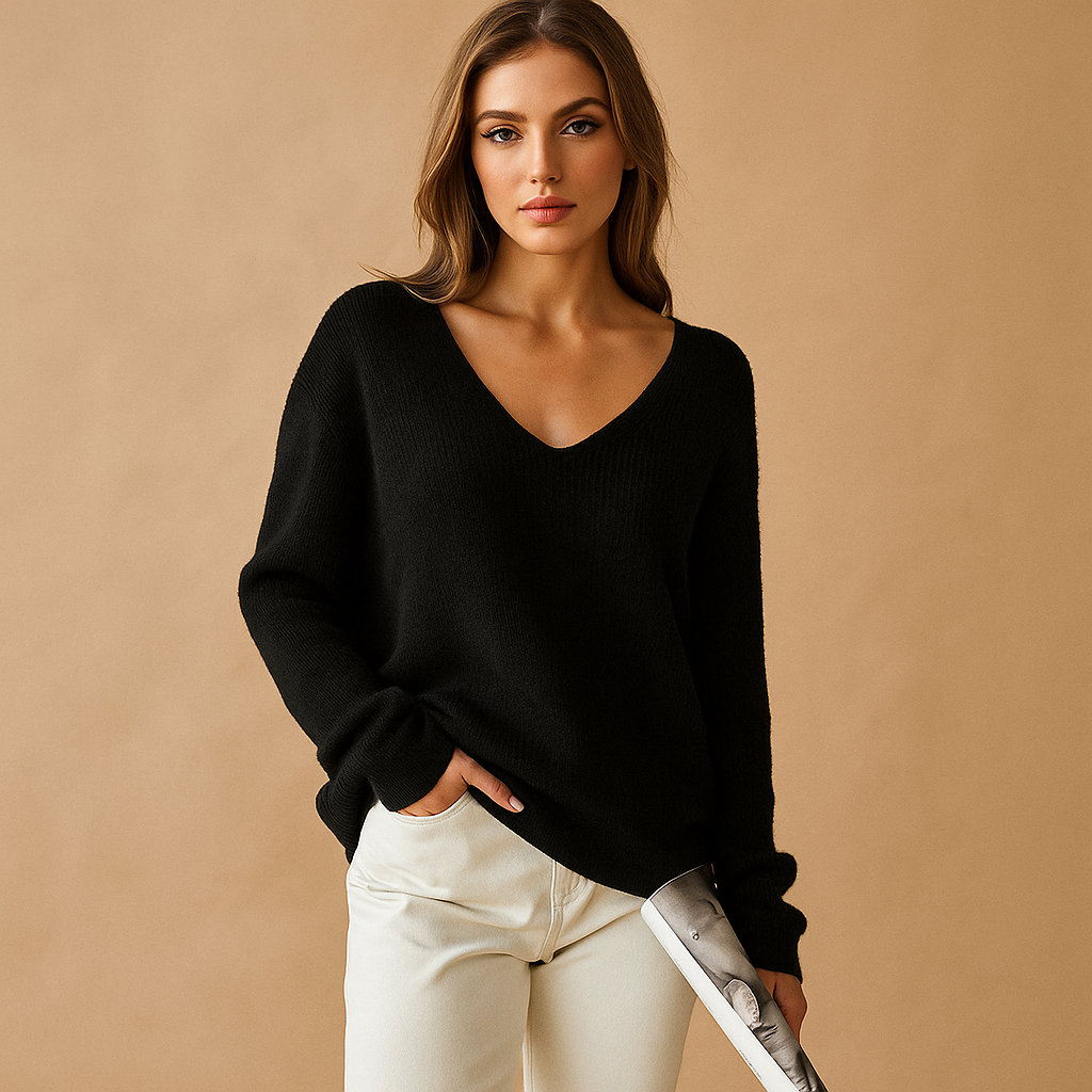 Pull confortable femmes - Design en V - Doux élégant