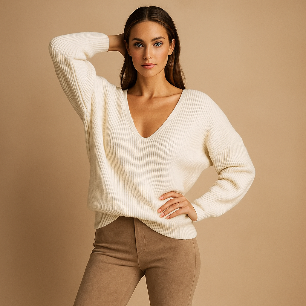 Pull confortable femmes - Design en V - Doux élégant
