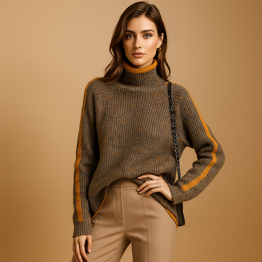 Pull à col roulé tricot femme - Confort oversize - Chaleur hivernale