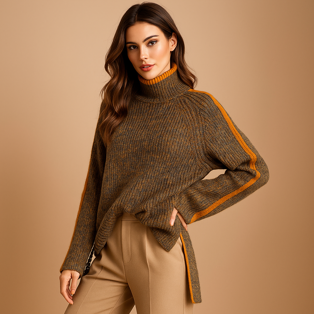 Pull à col roulé tricot femme - Confort oversize - Chaleur hivernale
