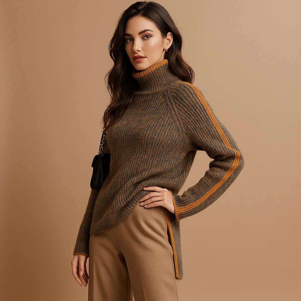 Pull à col roulé tricot femme - Confort oversize - Chaleur hivernale