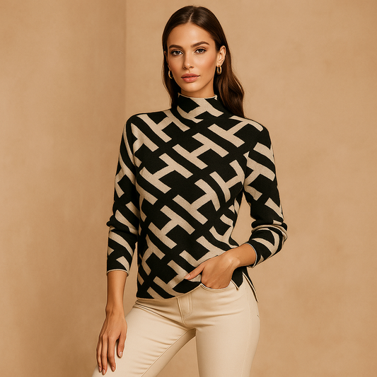 Haut Femme Manches Longues - Design Géométrique - Confort & Style