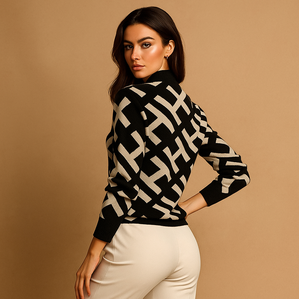 Haut Femme Manches Longues - Design Géométrique - Confort & Style