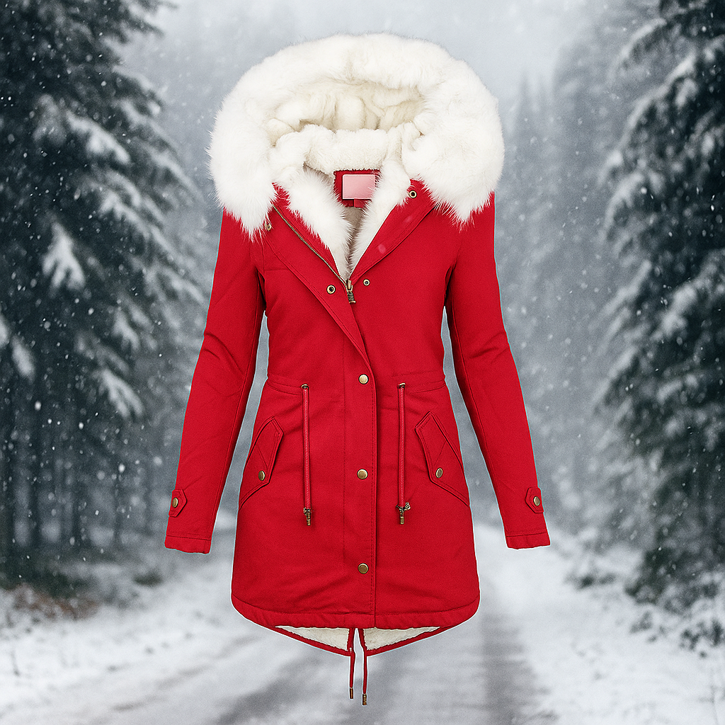 Veste d'hiver Stilla Élégante - Capuche - Détail de bouton - Chaude & Stylée