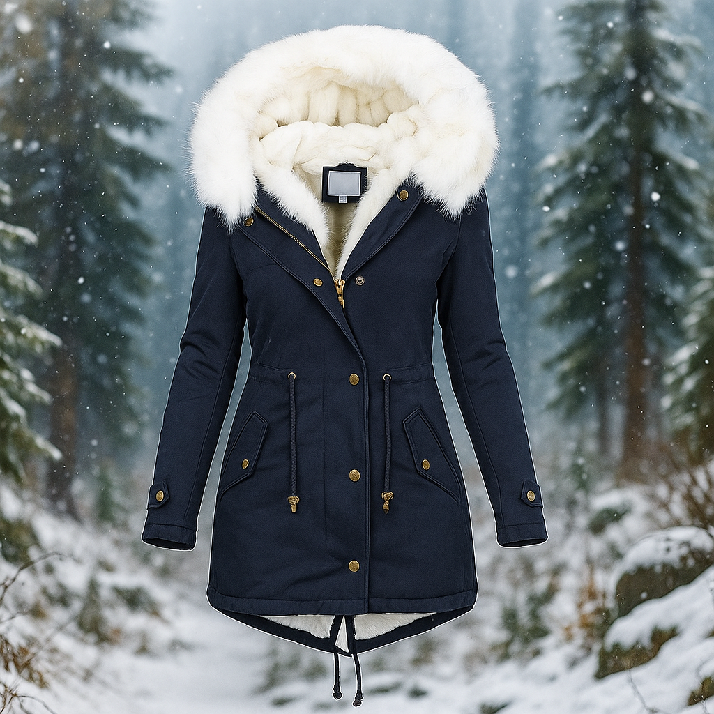 Veste d'hiver Stilla Élégante - Capuche - Détail de bouton - Chaude & Stylée