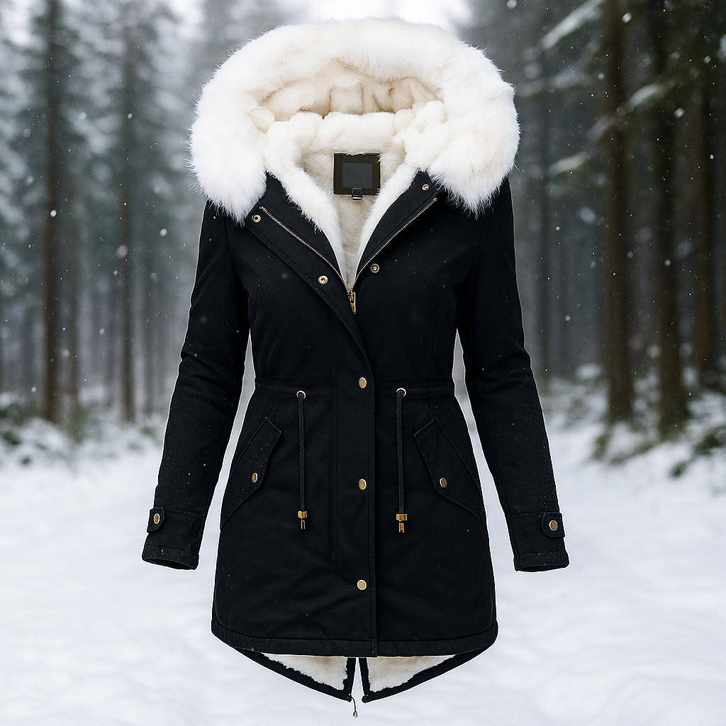 Veste d'hiver Stilla Élégante - Capuche - Détail de bouton - Chaude & Stylée