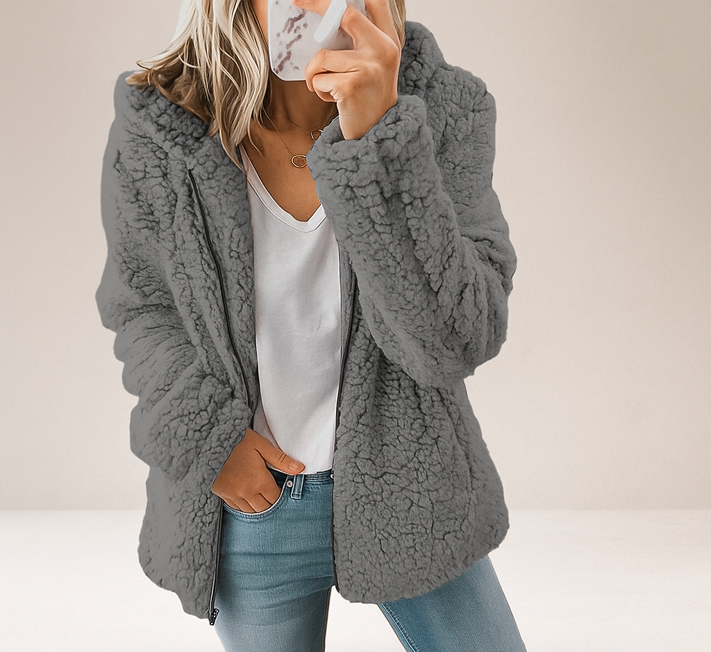 Manteau en Peluche Teddy Dame Bjørn - Doux Fleece - Fermeture Éclair & Poches