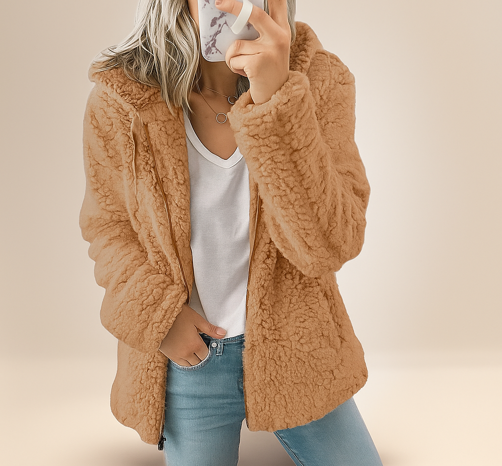 Manteau en Peluche Teddy Dame Bjørn - Doux Fleece - Fermeture Éclair & Poches