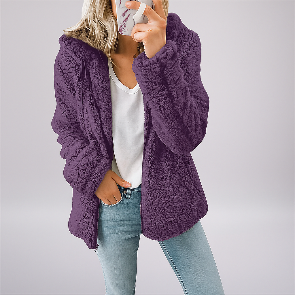 Manteau en Peluche Teddy Dame Bjørn - Doux Fleece - Fermeture Éclair & Poches