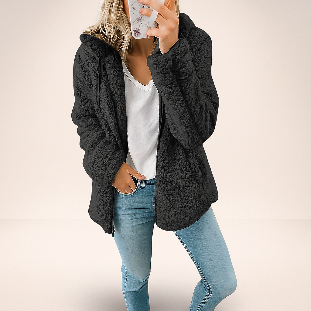 Manteau en Peluche Teddy Dame Bjørn - Doux Fleece - Fermeture Éclair & Poches