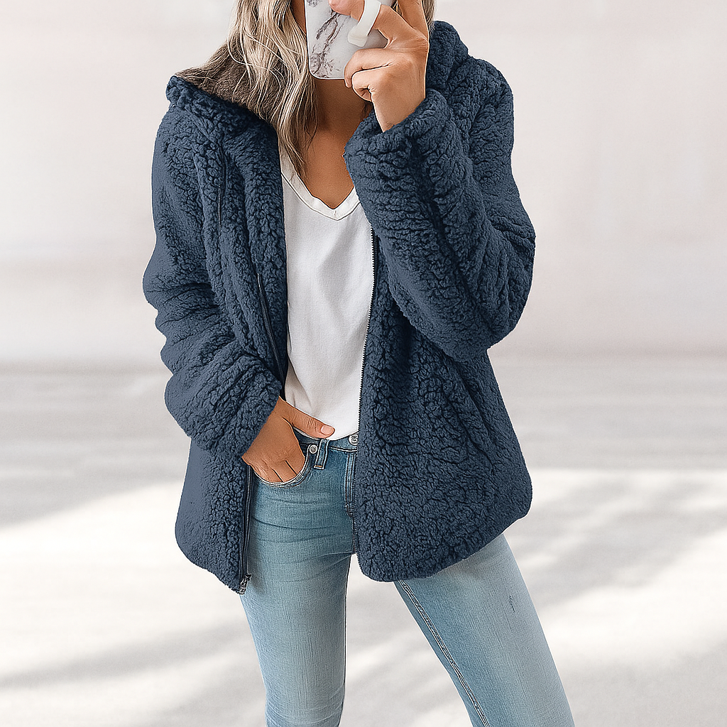 Manteau en Peluche Teddy Dame Bjørn - Doux Fleece - Fermeture Éclair & Poches