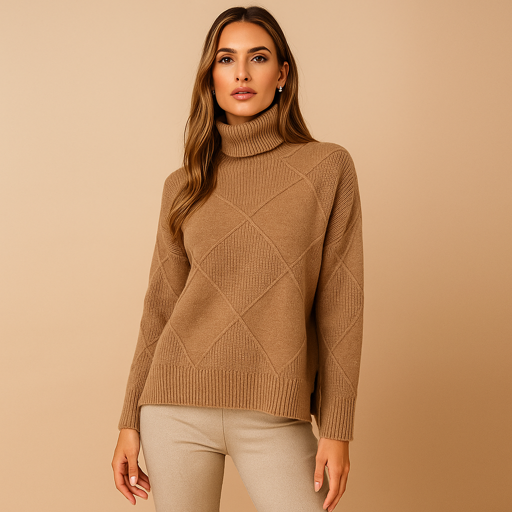 Pull en cachemire pour femmes - Col montant doux et chaud