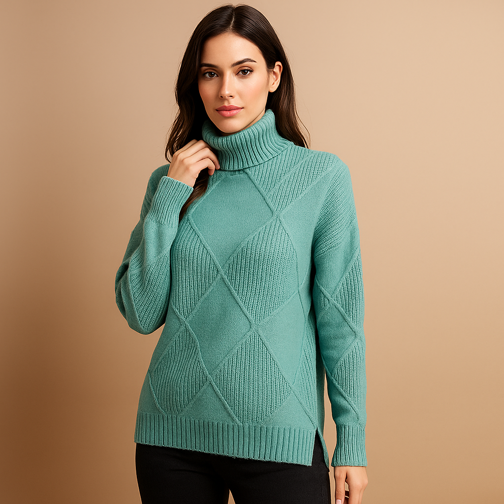 Pull en cachemire pour femmes - Col montant doux et chaud