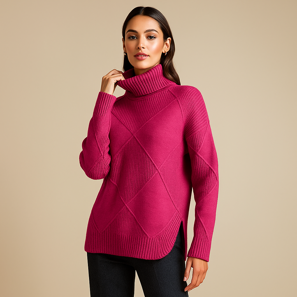 Pull en cachemire pour femmes - Col montant doux et chaud